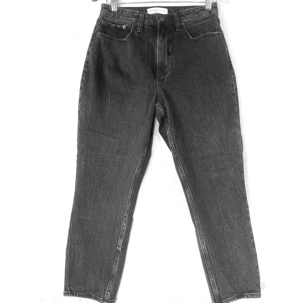 Abercrombie & Fitch The Mom High Rise Jeans Faded Black Size‎ 28 6 Short Tapered